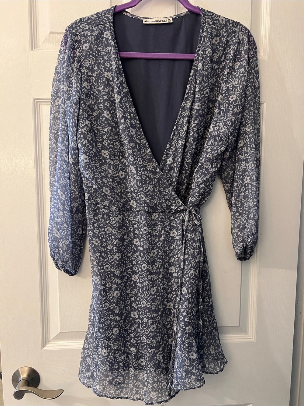 Abercrombie & Fitch Navy Blue Floral Wrap Mini Dress